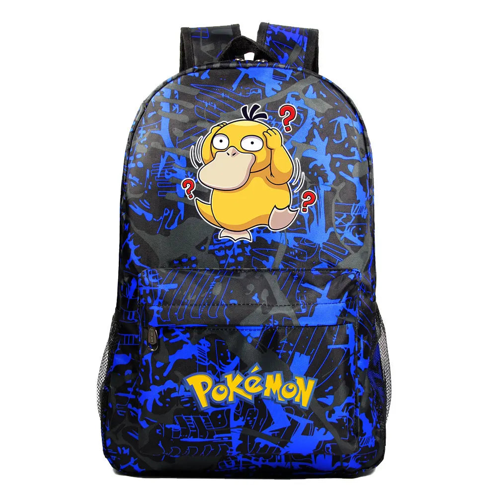 MINISO Kids Softback Waterproof Oxford Fabric Cartoon Anime Pokemon Design Adjustable Shoulder Straps-One Handle 15 Inch Laptop Single Compartment School Backpacks/Colors-Blue/Pink/Black/Multicolor