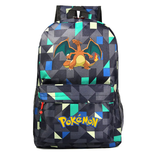 MINISO Kids Softback Waterproof Oxford Fabric Cartoon Anime Pokemon Design Adjustable Shoulder Straps-One Handle 15 Inch Laptop Single Compartment School Backpacks/Colors-Blue/Pink/Black/Multicolor