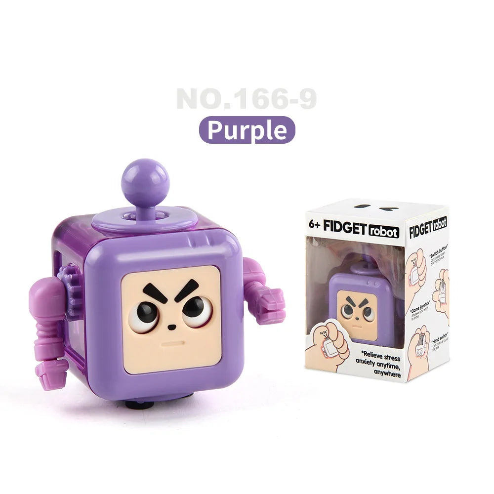 Kids Small Square Shape Handheld Cute Funny Cartoon Facial Expression Robot Anxiety-Stress Relief Smooth Plastic Fidget Toys/Colors-Green/Blue/Orange/Purple/Multicolor/Ages: 6-18 + Years Older