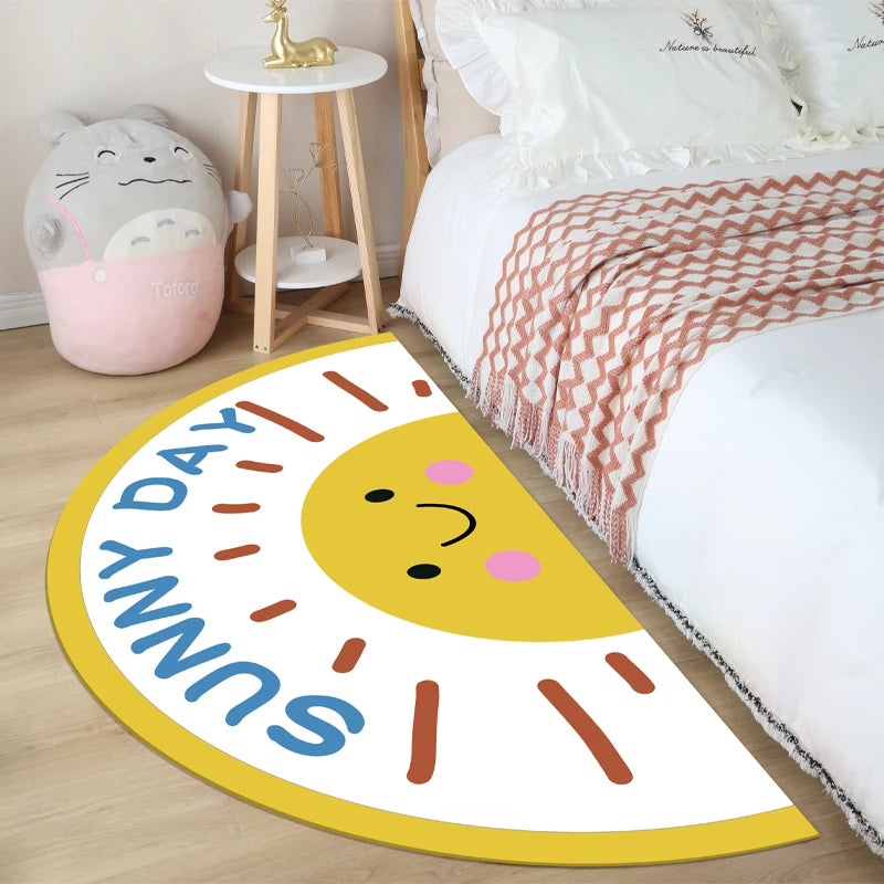 No-EN-Name-Null Indoor-Outdoor Customized Modern Cartoon Semicircle Rainbow Hand-Machine Washable Anti-Slip Bottom Wool Rugs/Colors-Rainbow/Geometric/Multicolor
