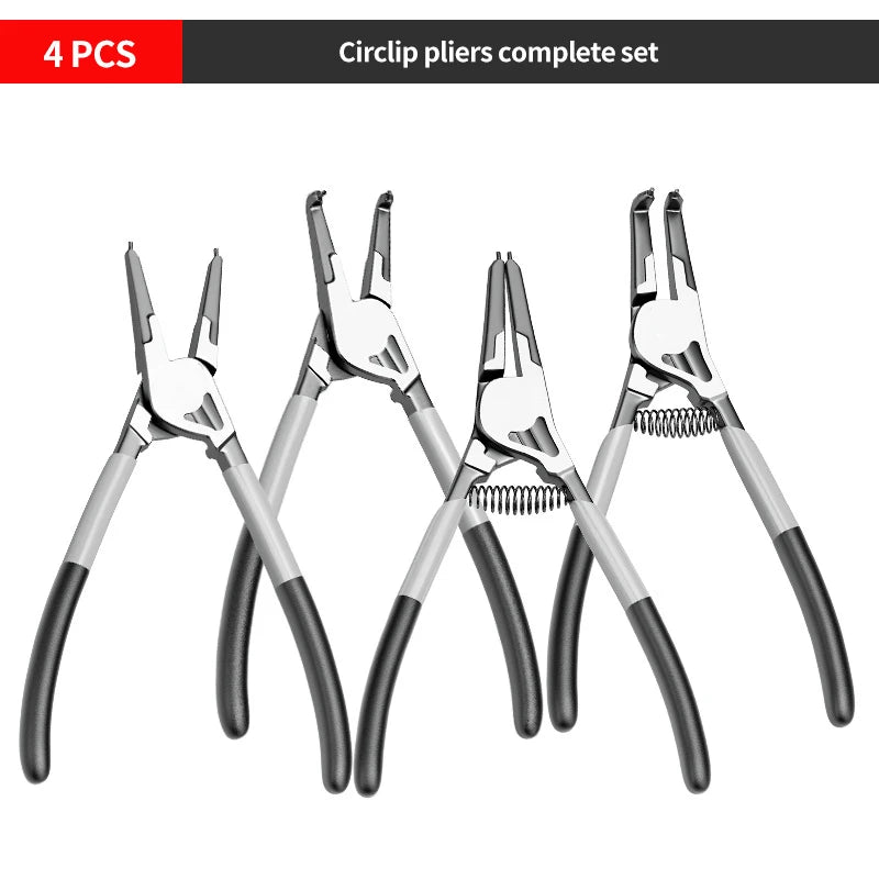 YLONDAO Industrial Grade Chinese Silver Carbon Steel Gray-Black Straight Handle Automatic Spring Assisted Rebound Electrical Elbow Circlip Pliers