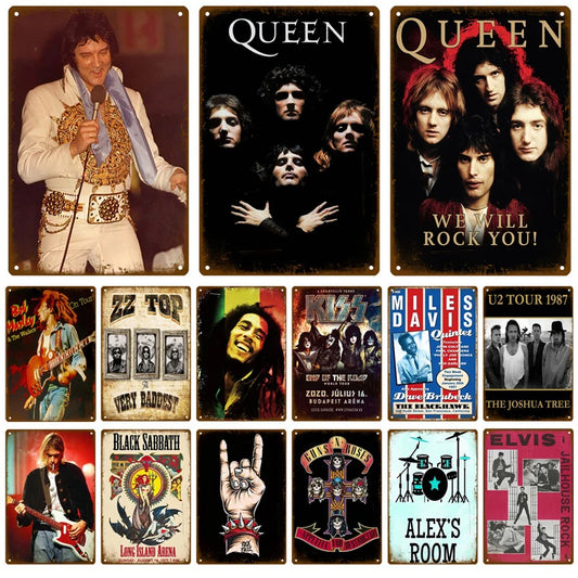 No-EN-Name-Null Retro-Vintage Rectangle Tin Metal Rock In Roll Music-Pop Culture Wall Novelty Signs/Size: 20 x 30cm ( 7.8' x 11.8' )/Colors-Multicolor/Gray/Blue/Red/Beige/White/Blue