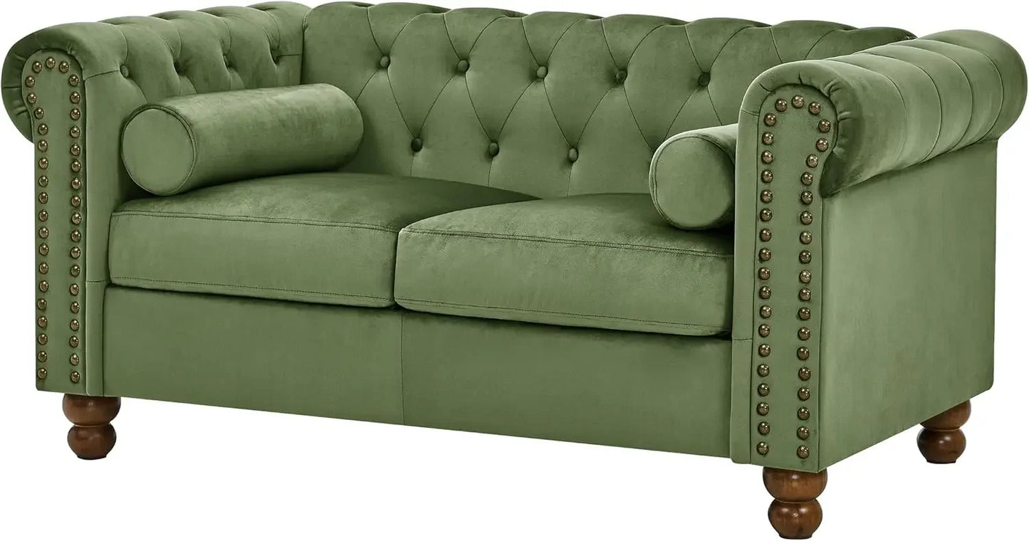 No-EN-Name-Null Modern Chesterfield Velvet Loveseat Sofas