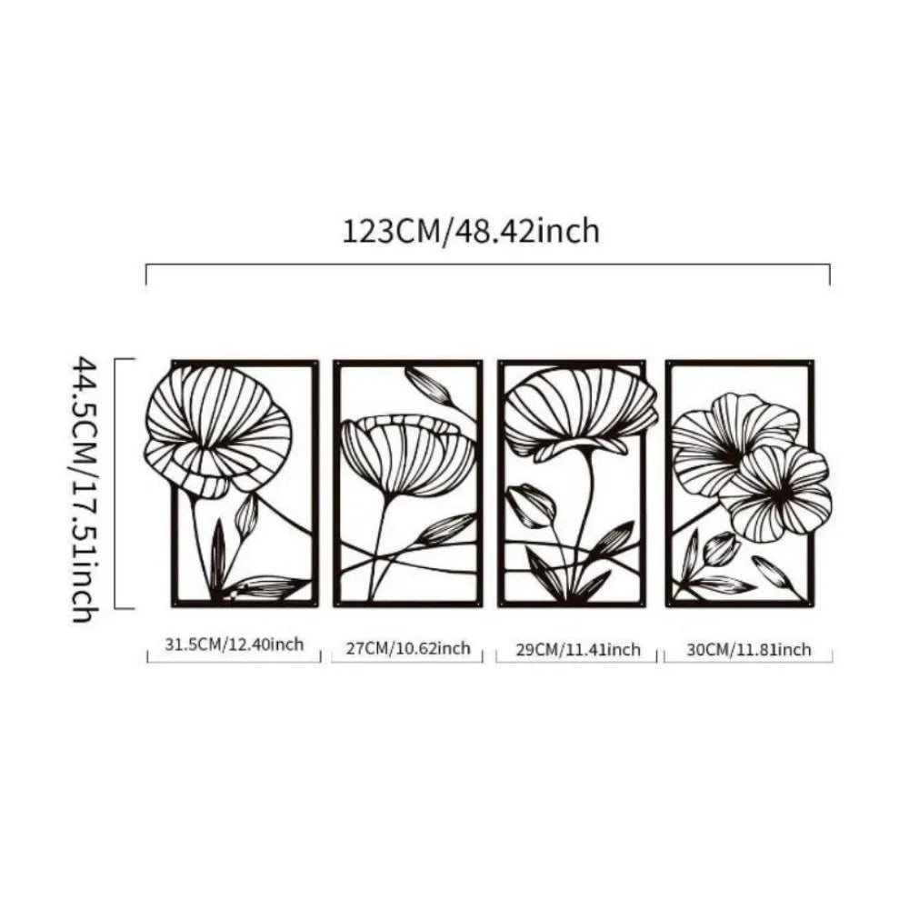 HELLOYOUNG Modern Black-Brown Iron Metal Three-Panel Realistic Natural Trees Art Plaques/Size: 36.61 x 14.41 inches