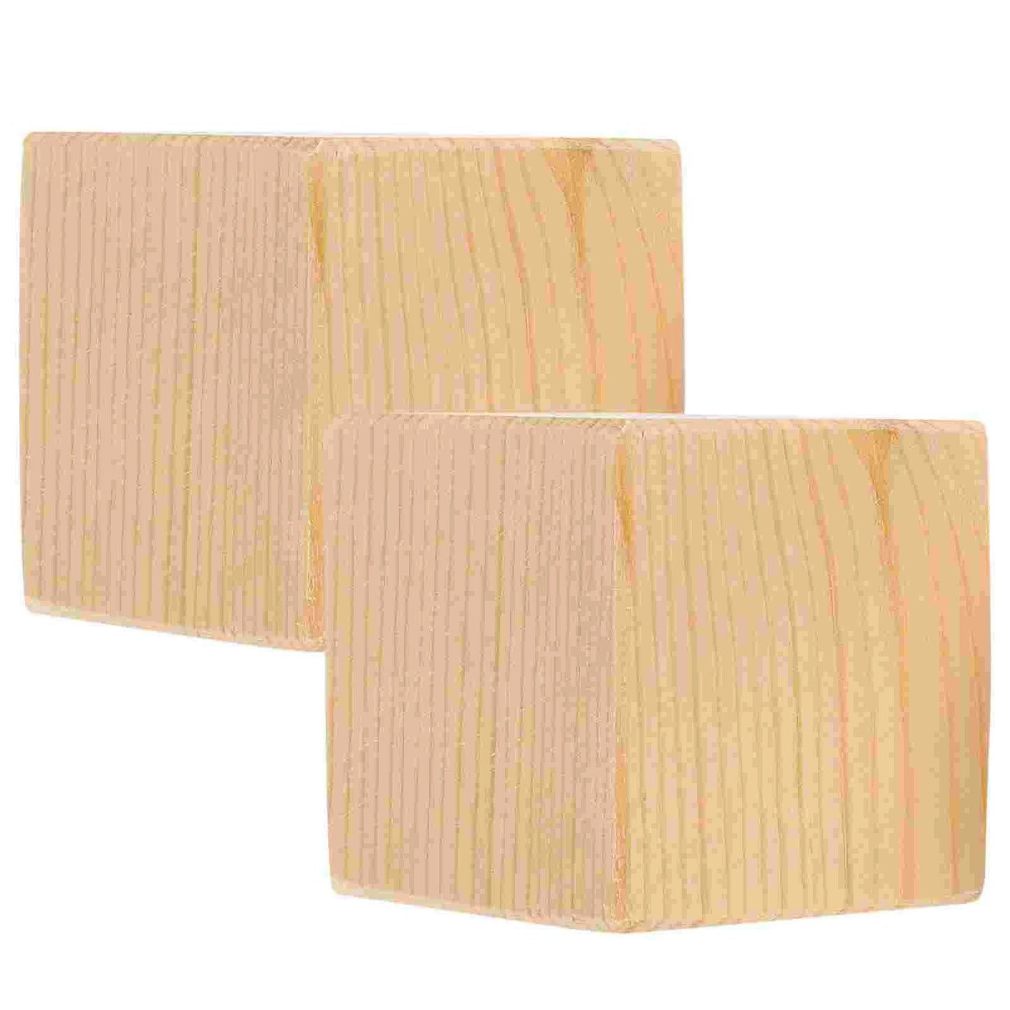 No-EN-Name-Null 2 PCS Heavy Duty Furniture-Bed Raising Beige-Brown Solid Wood Blocks