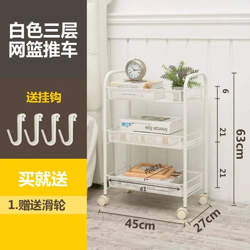 DUTRIEUX Modern White One-Storage Cabinet-Lockers Gold Iron Metal Frame Two Sliding Doors Four Black Plastic Wheel Trolley Carts/Colors-Gold/Brown/Black/White