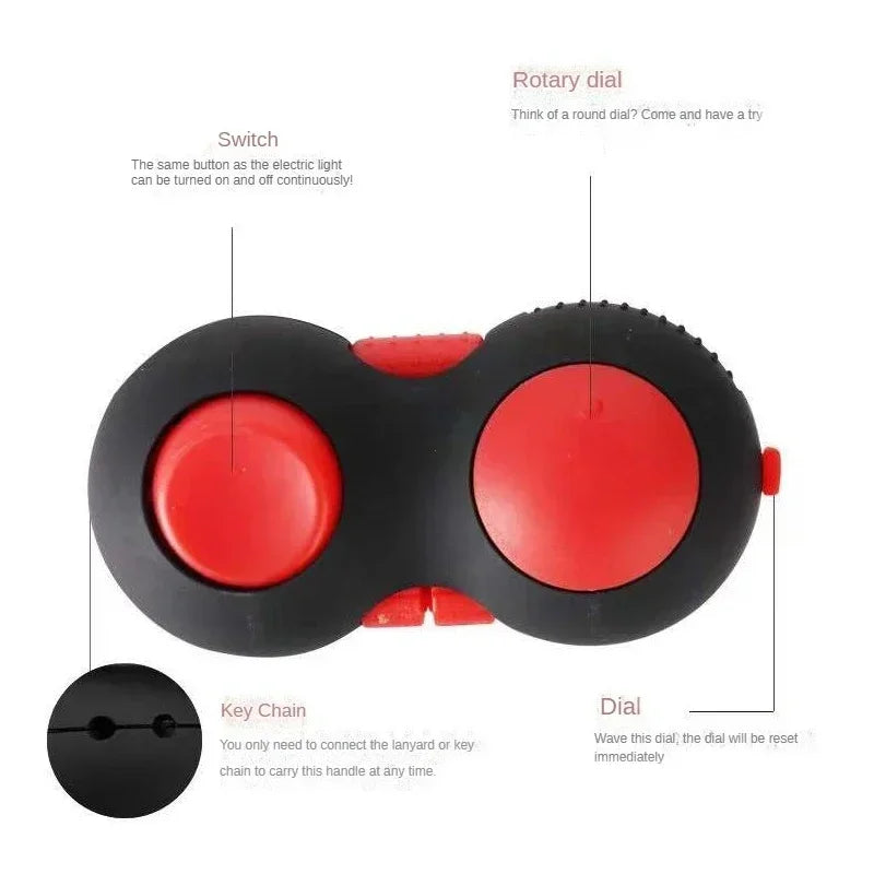 FUYAOZHISHANG Preschoolers-Adults Multicolor Plastic Handheld 8-Functions Fidget Controller Rotary Dial Electronic Lights Stress-Anxiety Reducer Keychains Activity Toys/Colors-Red/Black/Multicolor/Dots/Ages: 6-18  Years Old-Adults
