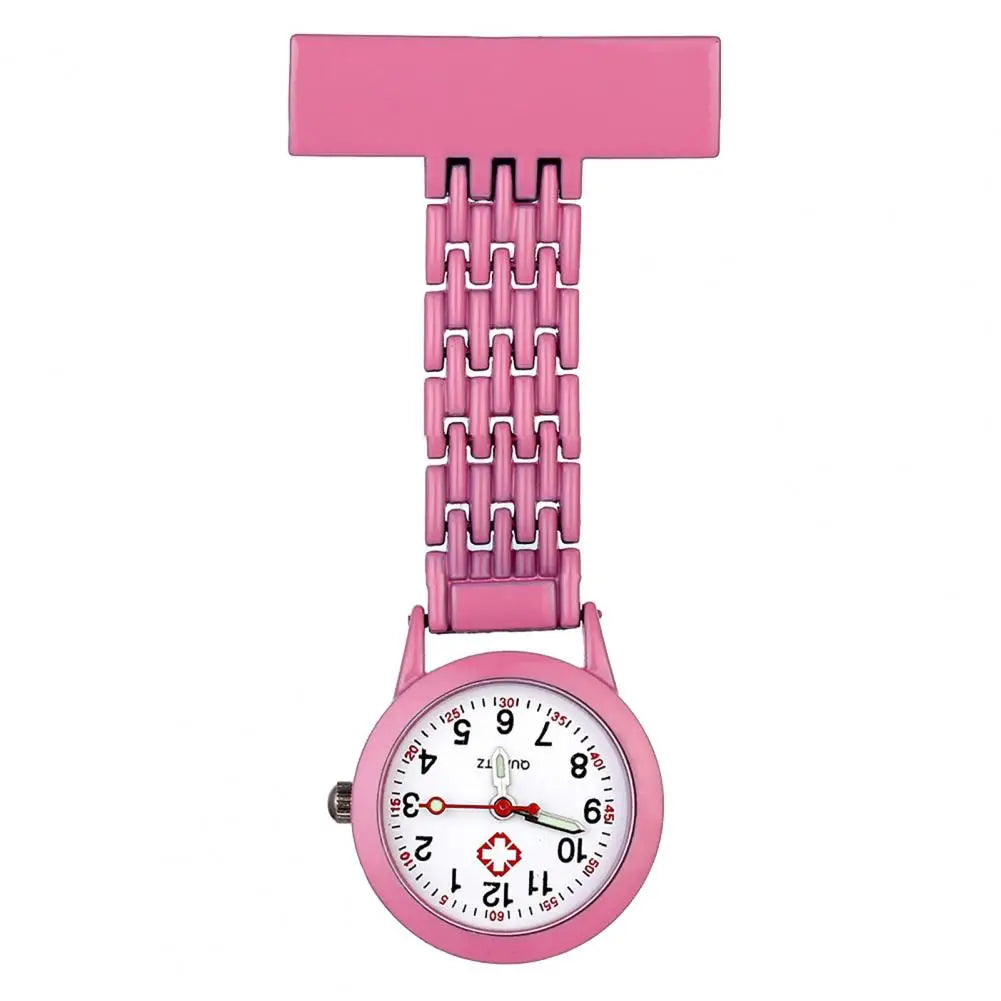 BLUELANS Unisex Adults Stainless Steel Metal Alloy Case Nurses Quartz Analog Display Locked Brooch Rectangle Pin Attachment Round Shaped Glass Face Fob Pocket Watches/Colors-Red/Purple/Black/White/Sky Blue/Dark Blue/Green/Pink