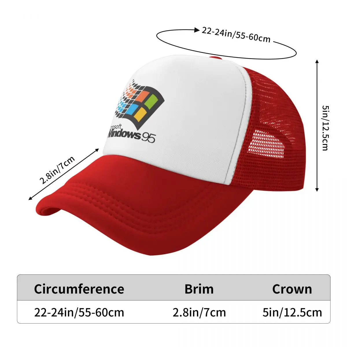 No-EN-Name-Null Unisex Adjustable Fit Adults Summer Windows 95 Geeks Mesh Baseball Caps/Colors-Red/Green/Pink/Blue/Orange/Yellow/Multicolor
