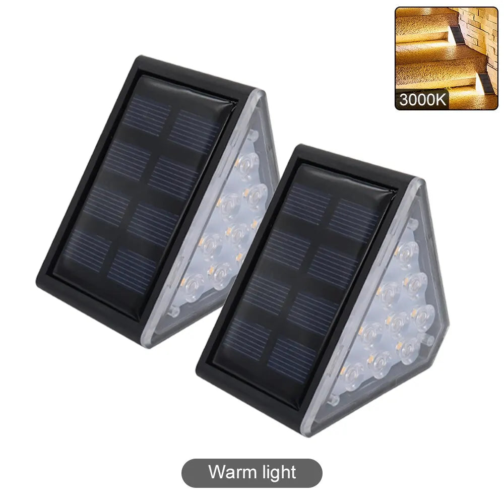 KLA-FCOB 2-6 PCS Waterproof Warm-Cool-Daylight White LED Outdoor Black-White Triangle Plastic Body Solar-Powered Built-In Light Sensor Step Landscape Pathway Light Sets/Colors-White/Black/Multicolor
