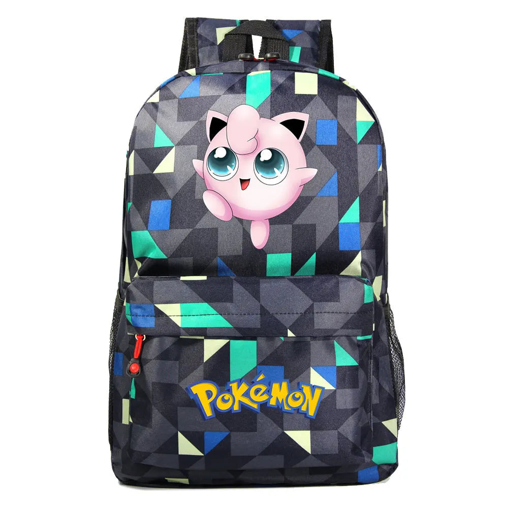 MINISO Kids Softback Waterproof Oxford Fabric Cartoon Anime Pokemon Design Adjustable Shoulder Straps-One Handle 15 Inch Laptop Single Compartment School Backpacks/Colors-Blue/Pink/Black/Multicolor