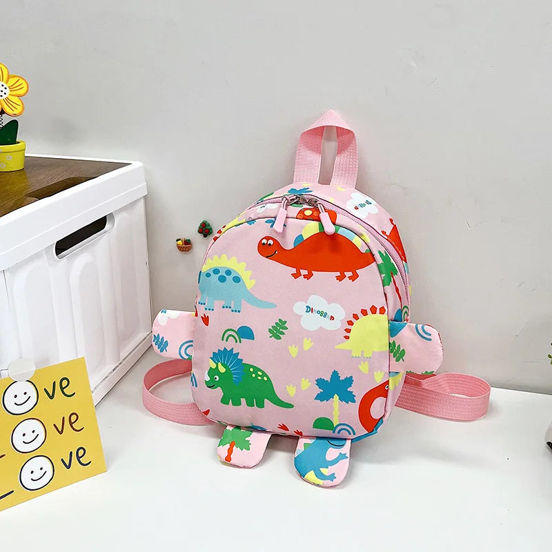 Kindergarteners Mini Zipper Cute Cartoon Baby Dinosaur Nylon Backpacks/ Backpack Straps-Handle/Colors-Red/Black/Green/Pink