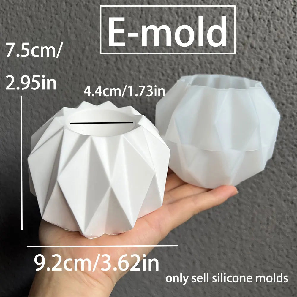 No-EN-Name-Null Small Geometric White Round Ceramic-Like Flowerpot Silicone Milky White Craft Molds