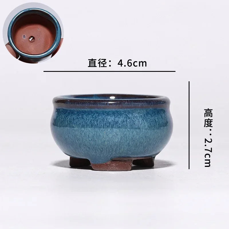 No-EN-Name-Null Indoor Mini Handmade Glazed Blue-Brown-Purple Ceramic-Purple Clay Succulent Multi-Shaped Thumb Flower Pots