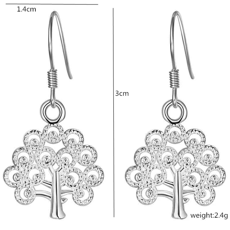 No-EN-Name-Null-ALIZERO Adult Women Sterling Silver Fine Imitation Natural Floral Tree Shaped Hanging Drop Earrings