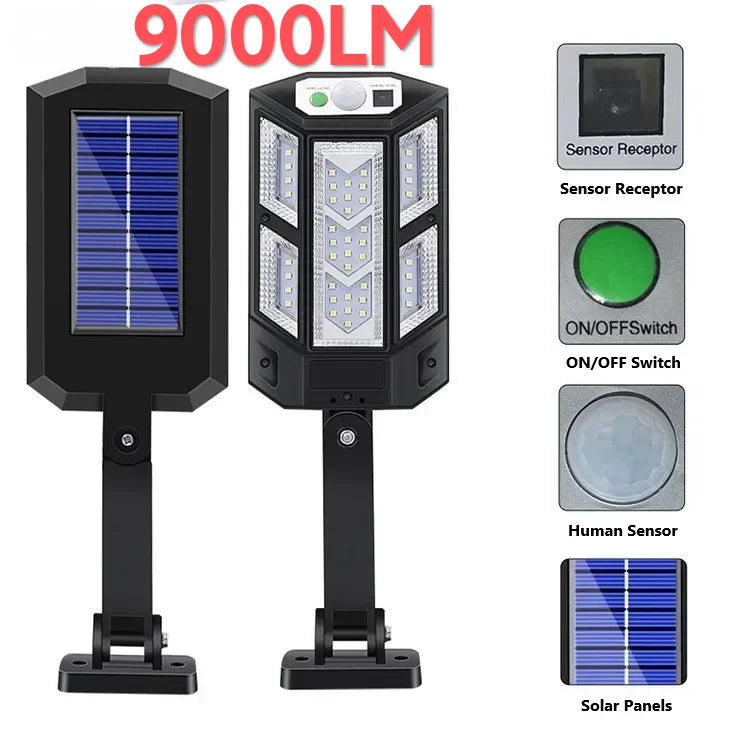 PAWEINUO Outdoor Waterproof Remote Control Dimmable Long Black Rectangle Plastic Body Three Large Built-In Aluminum Battery Wide Angle Cool White LED Human Body Induction Solar-Powered Landscape Pathway Lighting /Colors-Black/Sliver/White