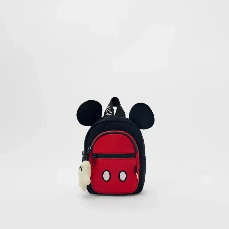NULL No-EN-Name-Null Women Disney Cute Mickey Mouse Lightweight Waterproof Black-Red Nylon Fabric Zippered Front External Pockets Shoulder Straps-Handle Single Compartment School Backpacks/Pockets/Colors-Animal/Red/Black/White