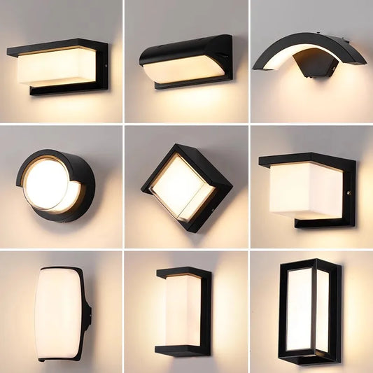 ZHENGDE LIGHTING Outdoor Waterproof Cool-Daylight White LED Lights Radar Intelligent Control Motion Sensor Black Plastic Rectangle Shaped Wedge Base AC-Powered Porch Wall Light Fixtures
