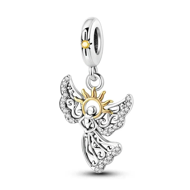 No-EN-Name-Null Women Sterling Silver Enamel Rainbow-Hot Air Balloon Design Fine Imitation Zircon Stone Glass Nuggets Beads Shaped Charms-Pendants/ Colors-Rainbow/Multicolor/Silver/Pink/Animal/Floral