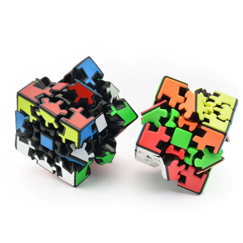 XDR Kids-Adults Medium Hard Mini Multicolor Plastic Square 3 Gear Levels Magic Twistable Stick-Less Cog Wheel 3D Sequential Rubik Cube Mechanical Puzzles Toys/ Ages 3-14 Years Old + Older/Colors-Red/Black/Orange/Multicolor/Geometric