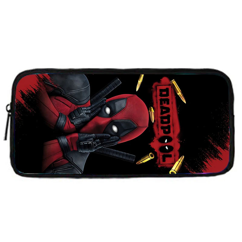 MINISO 3 PCS Waterproof Curved Back Nylon Fabric Cartoon Smiling Critters Super Hero Adjustable Straps-One Handle School Backpacks /Lunch Bags/Pencil Bag/Tablet Inserting Pocket/Water Bottle Pocket/Colors-Red/Black/Purple/Multicolor
