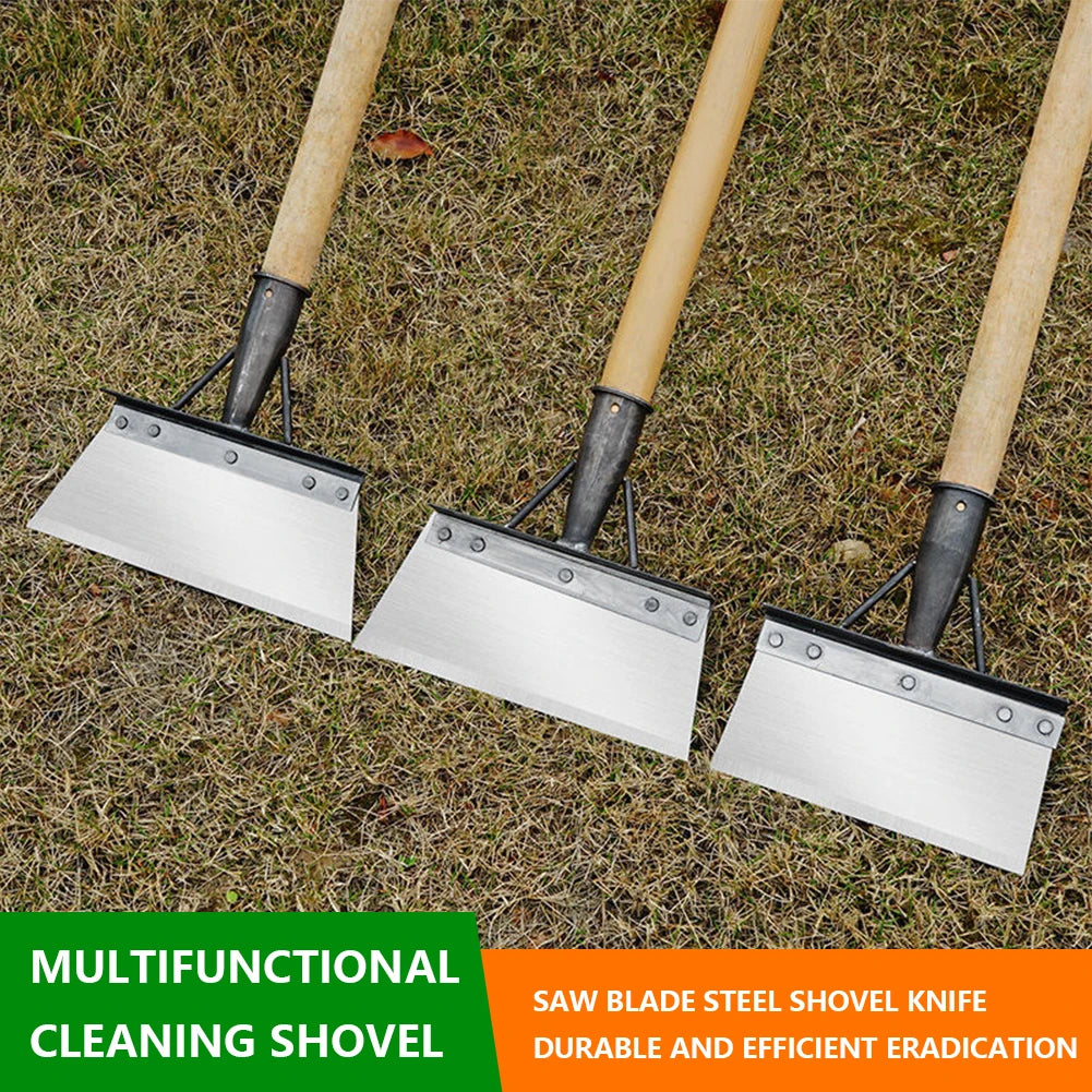 SHUNMAII Outdoor Solid Wood Handle Silver Manganese Steel Blades Rust Resistant Garden Sharp Flat Edge Cleaning Shovels
