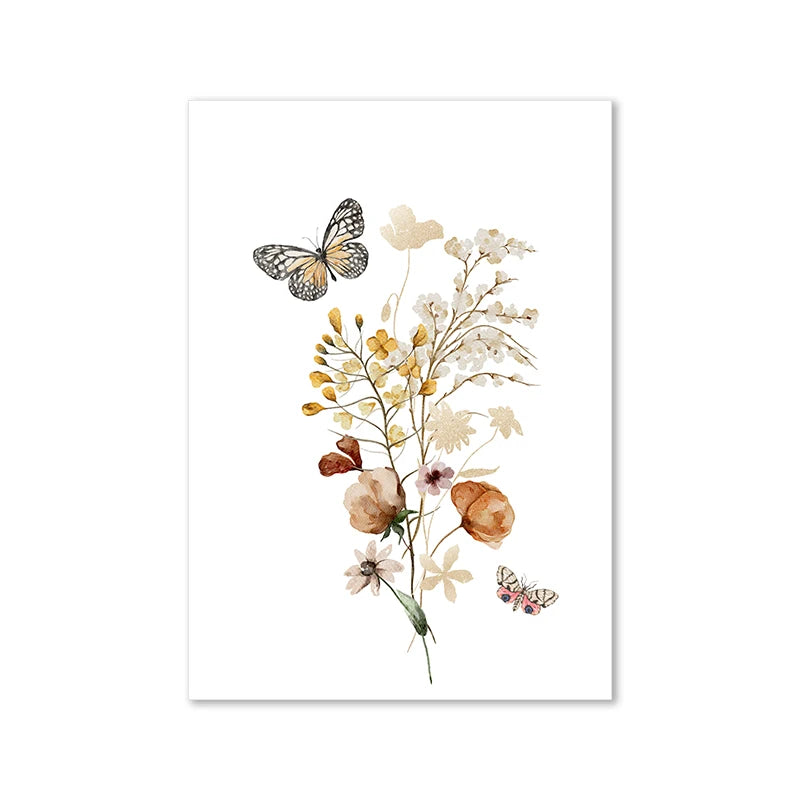 Baby Unframed Personalized Watercolor Wildflowers/Alphabet Canvas Waterproof Ink Prints/Colors-Floral/White
