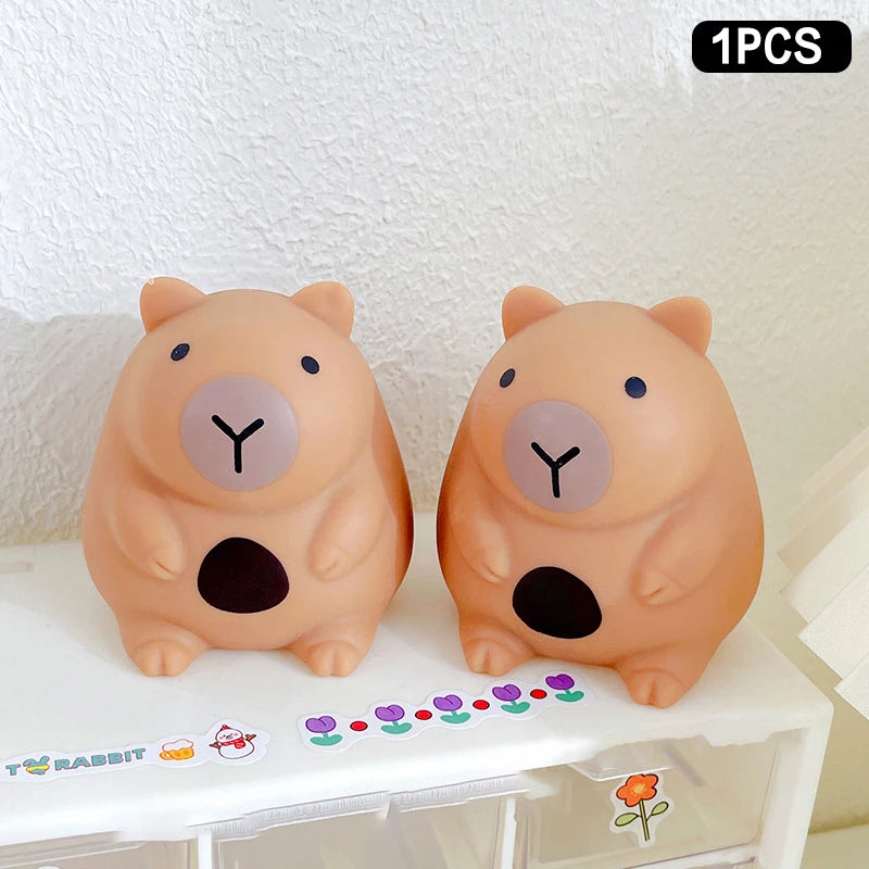No-EN-Name-Null Adults Handheld Small Foam Synthetic Brown Plastic Cute Cartoon Capybara Mochi Animal Pinching Squishy Slow Rebound Anxiety-Stress Reliever Executive Toys/ Ages: 13-18 Years Old-Adults /Colors-Brown/Beige/Black/White/Yellow/Purple/Animals