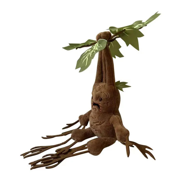 No-EN-Name-Null Teens-Adults Movie-TV Cute Anime Cartoon Brown Mandrake Root Green Leaves Shaped Soft Plush Stuffed Animal Toys/Ages: 14-18 Years Old/Colors-Brown/Green