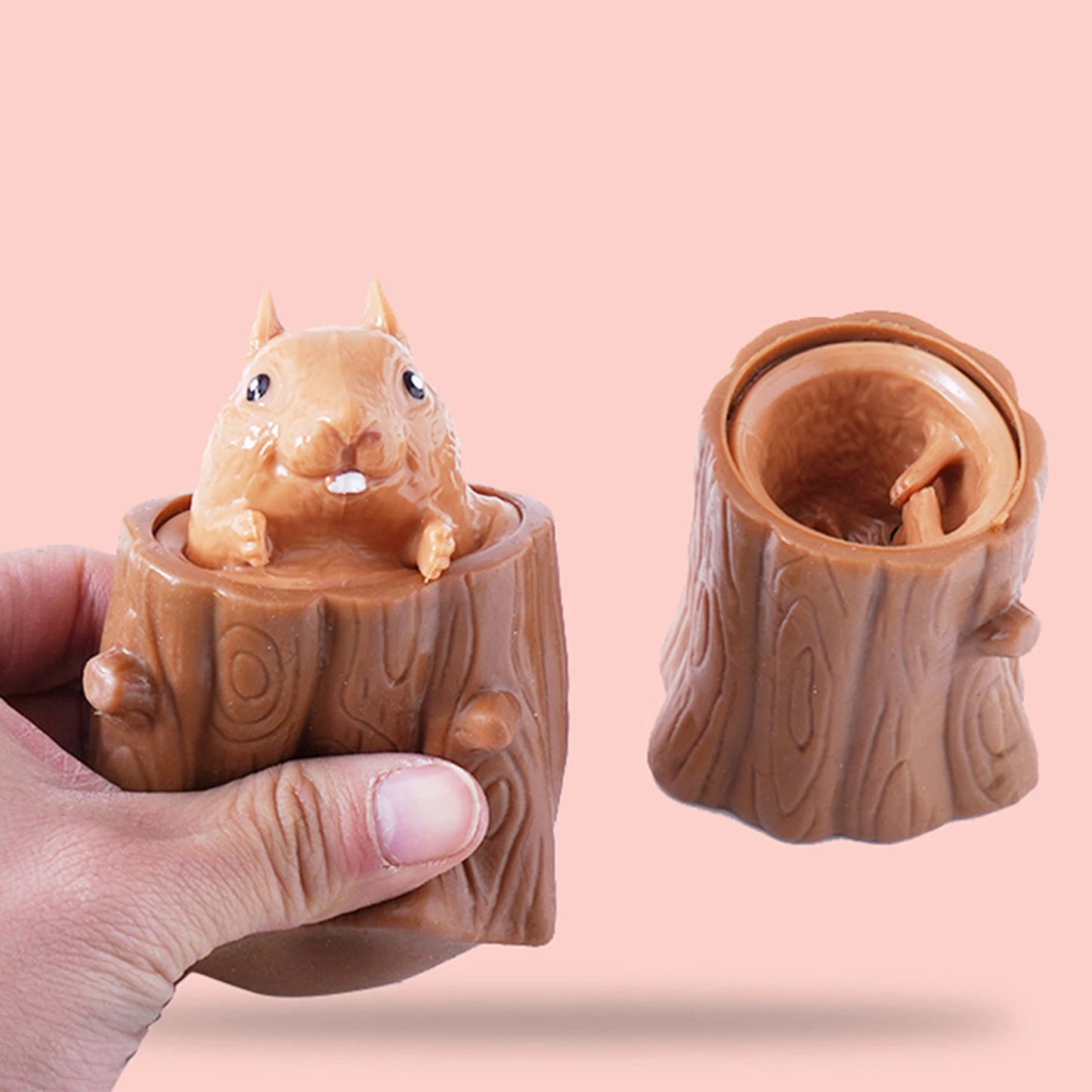 SMALL FIRE CHILD Adults Cute Soft Silicone Squeezable Cartoon Popping Up Squirrel-Multicolor Tree Trunk Stump Vent Activity Toys/Ages: 18 Years Old-Adults/Colors-Brown/Multicolor/Animal