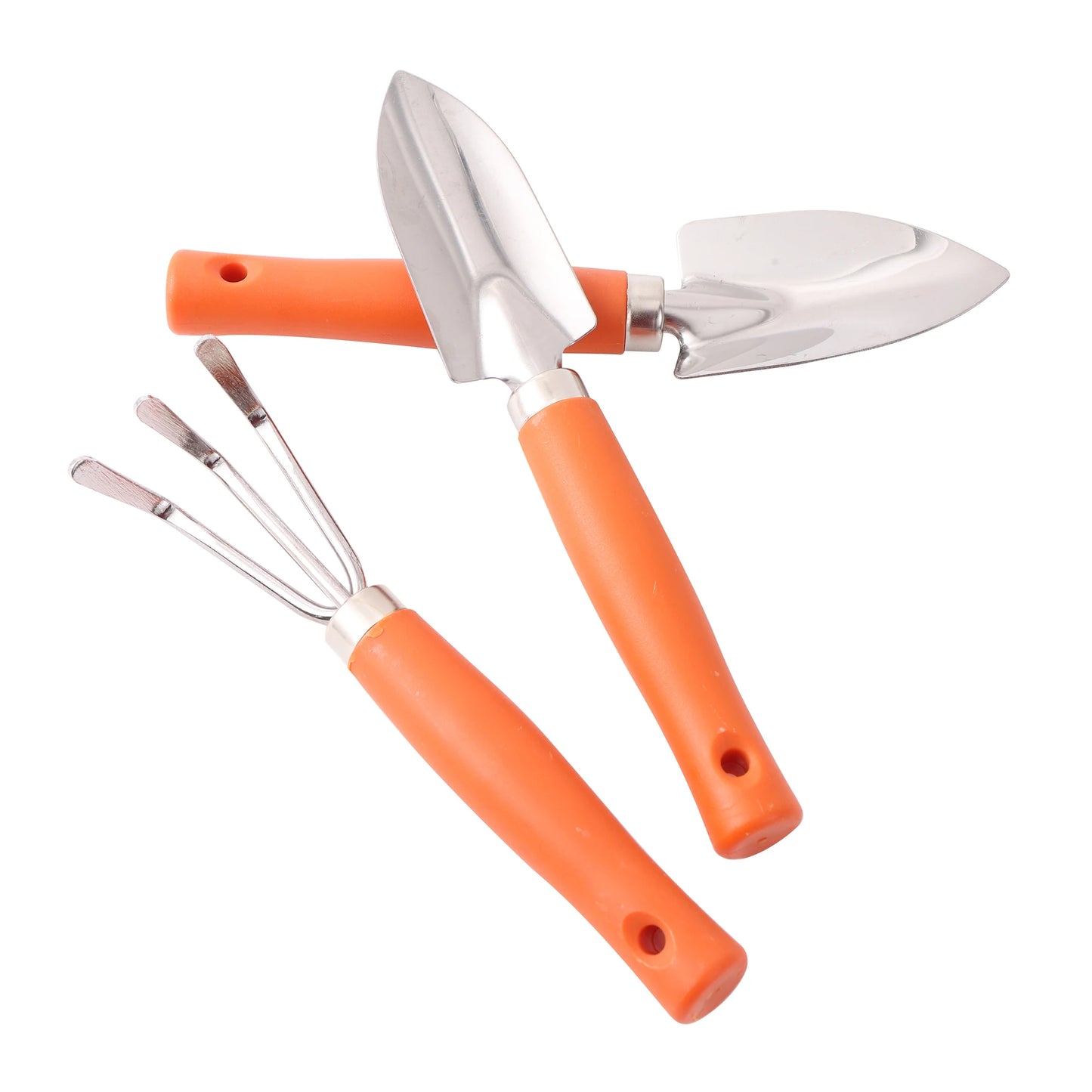 3 PCS Mini Wood-Plastic Handle Spades-Rakes-Shovels Iron Metal Parts Garden Tool Sets/Colors-Black/Orange/Blue