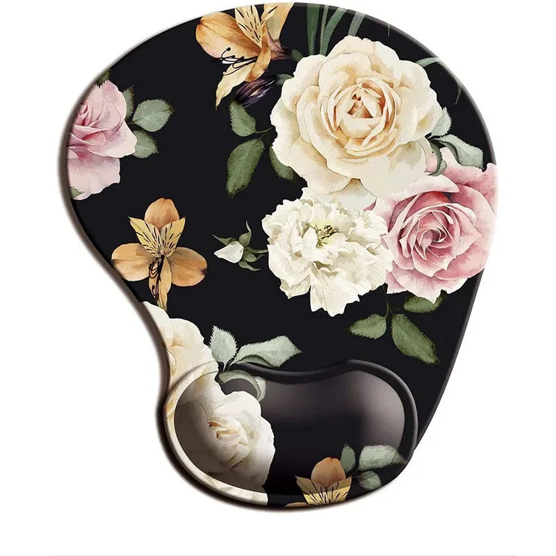 Custom Green Nature Floral Design Silica Gel Wrist Rest Support Non-Slip Rubber Base Computer Mouse Pads