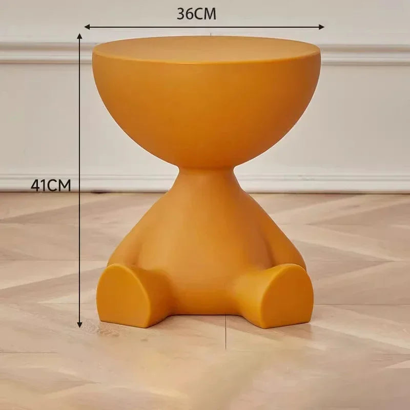 No-EN-Name-Null Modern Small Round Hard Plastic Tatami Flathead Little People Sitting Down  Coffee Tables/Colors-Light Terracotta/Dark Terracotta/ Light Beige/White/Cream/Gray/Pink/Black