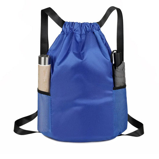 FANAN Outdoor Softback Blue Oxford Fabric Large Lightweight Polyester Lining Single Compartment Black Shoulder Straps-Handle External Double-Sided Pockets Single-Double Sports Drawstring Backpacks /Colors-Black/Blue/Yellow/Orange/Red