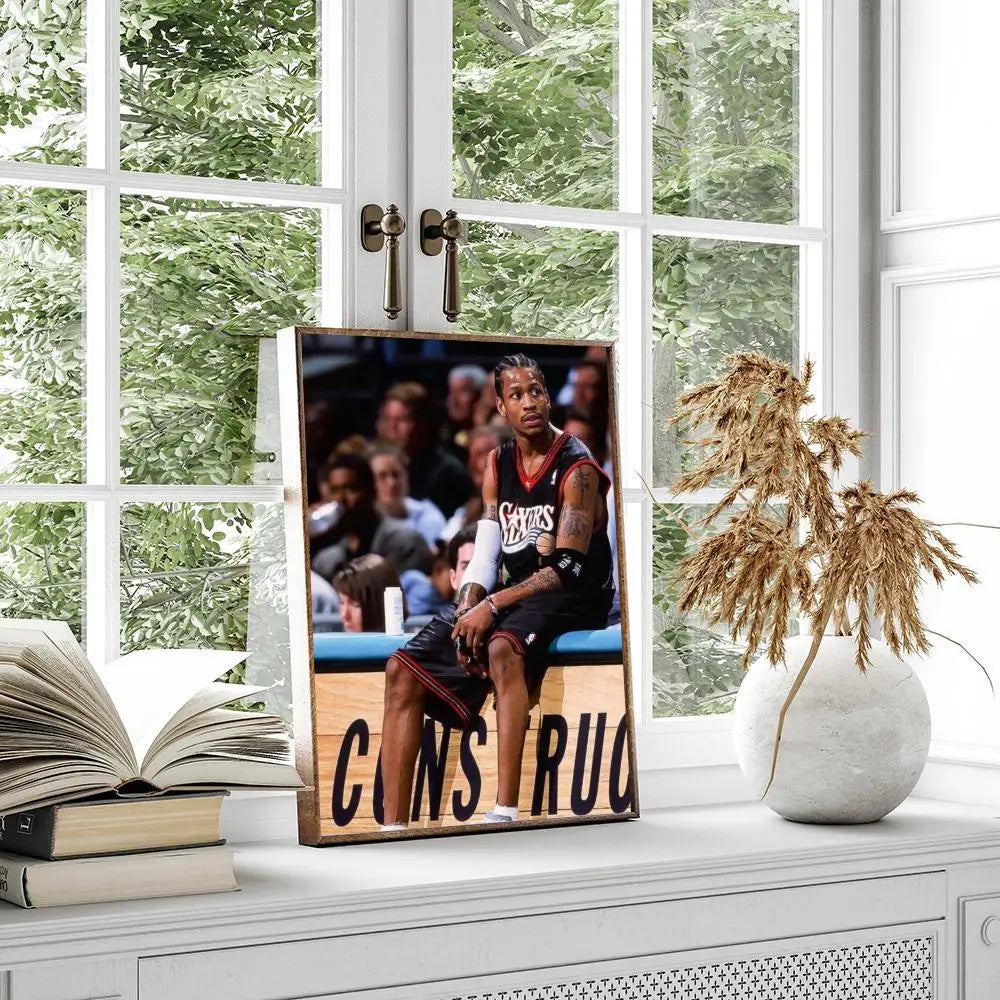 MAISTO Modern Waterproof Unframed HD Printed Multicolor Rectangle Shaped Basketball-Allen Iverson Sports Posters/Colors-Multicolor/Black/Fade-Dirt Resistant/Adhesive Tear-Stick