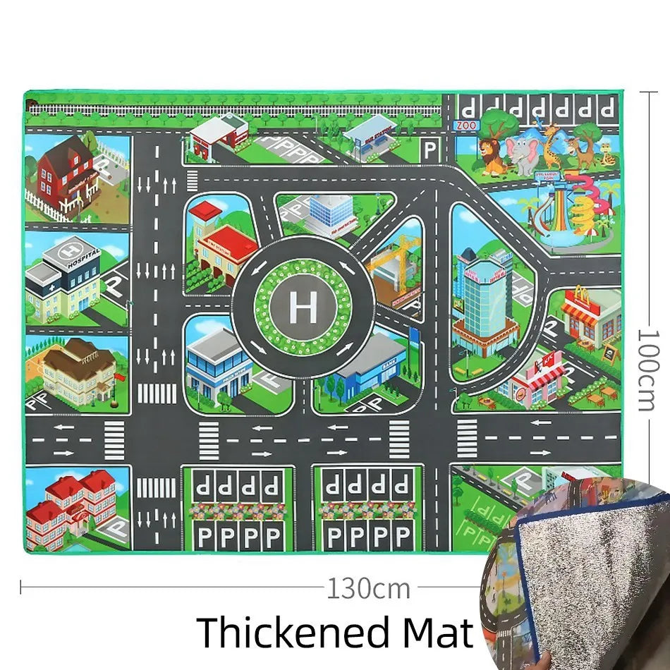No-EN-Name-Null Kids Waterproof Foldable Rectangle Educational Developmental Multicolor Farm Animals-Dinosaurs-Life Dino Park Road Maps Crawling Plastic Play Mats/Ages: 3 Years Old + Older/Colors-Multicolor/Animals/Size: 100 x 130cm