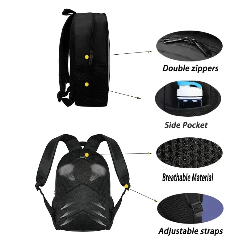 TOPTOY Kids Large Waterproof Multicolor Nylon Fabric Cartoon Smiling Fruit Critters Double Zippers Polyester Lining Shoulder Straps-Handle School Backpacks Sets/Pencil Bags/External Pockets/Colors-Multicolor/Black/Purple