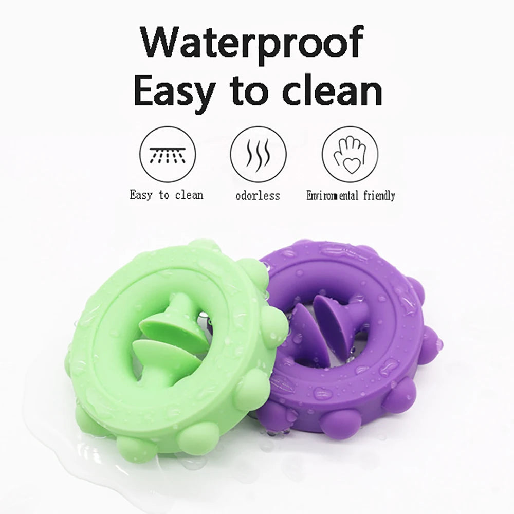 MEADE Waterproof Soft Silicone Multicolor Round Tractor Wheels Shaped Popping Squeezing Stress-Anxiety Reliever Hand Gripper Suction Cups Activity Toys/Colors-Green/Purple/Red/Blue/Orange/Multicolor/Ages: 13-18 Years Old-Adults