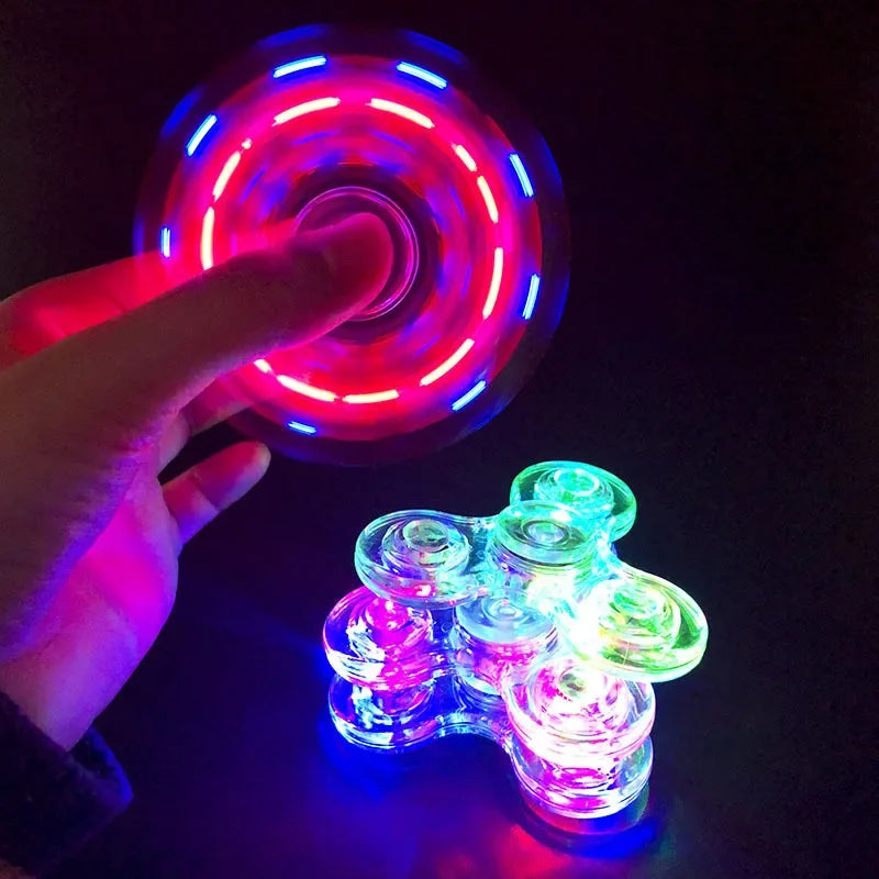 EVYVKV Clear-Multicolor Plastic LED Light Fingertip Spinning Crystal Gyroscope Fidget Toys/Ages: 13-18 Years Old-Adults