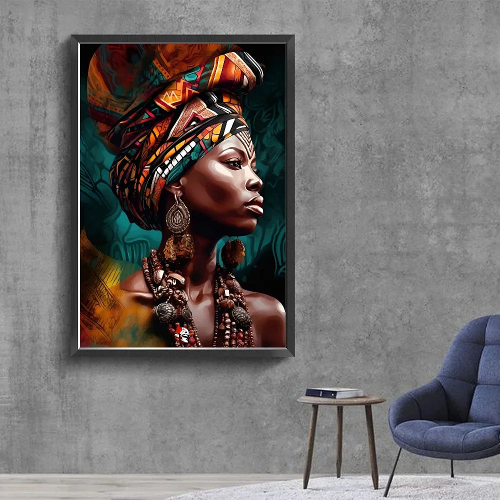 No-EN-Name-Null Modern Retro Unframed Waterproof Rectangle Shaped Vivid Multicolor HD Movie-TV Graffiti Beautiful African Woman Singer-Musician Art Posters / Colors-Black/Multicolor
