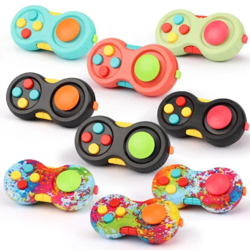 FUYAOZHISHANG Preschoolers-Adults Multicolor Plastic Handheld 8-Functions Fidget Controller Rotary Dial Electronic Lights Stress-Anxiety Reducer Keychains Activity Toys/Colors-Red/Black/Multicolor/Dots/Ages: 6-18  Years Old-Adults