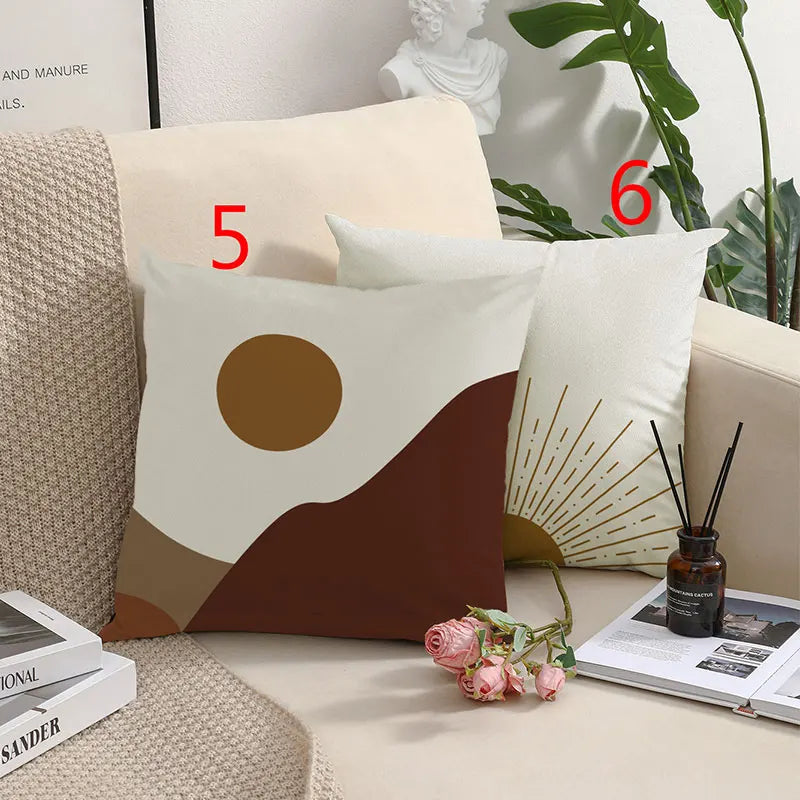 No-EN-Name-Null Decorative Square Polyester-Cotton Blend Fabric Single-Sided Boho Pillowcases/Colors-Beige/Brown/Multicolor/Floral/Geometric/Traditional Closure