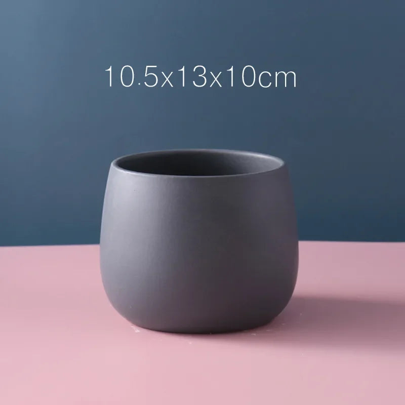 NULL Modern Small Glazed Ceramic Multicolor Round Shaped Desktop Flower Pots Planters /Colors-Colors-Gold/Blue/Pink/Gray/Black/White/Multicolor