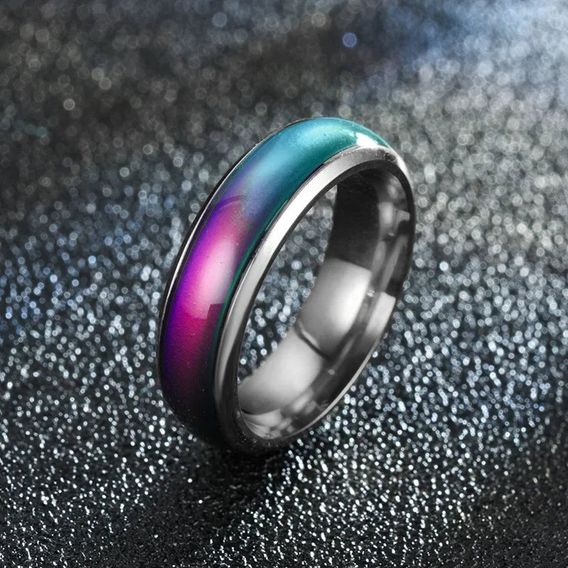 Women Metal Imitation Geometric 5 Colors Changing Romantic Feelings Temperature Mood Band Rings/Ring Sizes: 5-6-7-8-9-10-11-12/Colors-Green/Blue/Gold/Multicolor/Geometric