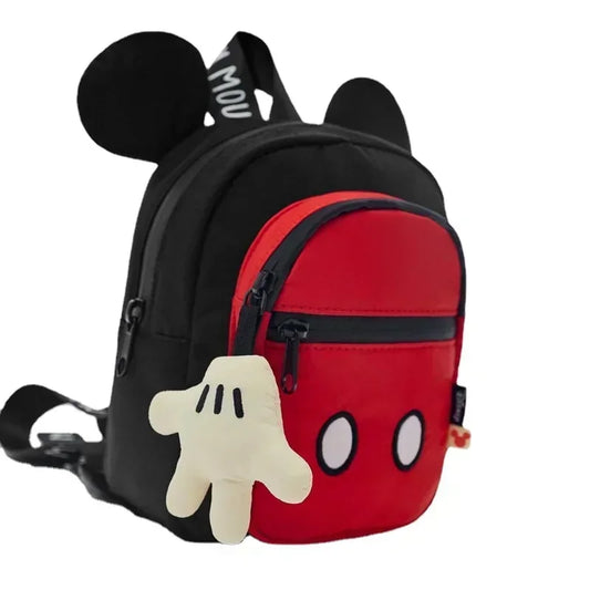 NULL No-EN-Name-Null Women Disney Cute Mickey Mouse Lightweight Waterproof Black-Red Nylon Fabric Zippered Front External Pockets Shoulder Straps-Handle Single Compartment School Backpacks/Pockets/Colors-Animal/Red/Black/White