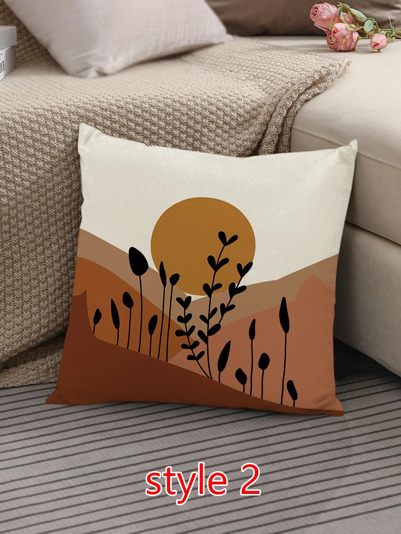 No-EN-Name-Null Decorative Square Polyester-Cotton Blend Fabric Single-Sided Boho Pillowcases/Colors-Beige/Brown/Multicolor/Floral/Geometric/Traditional Closure