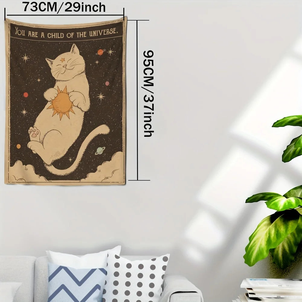 Sun moon Tarot Cat Tapestry Wall Hanging Witchcraft you are a child of the universe Bohemia Home Decor Hippie Bedroom Decor