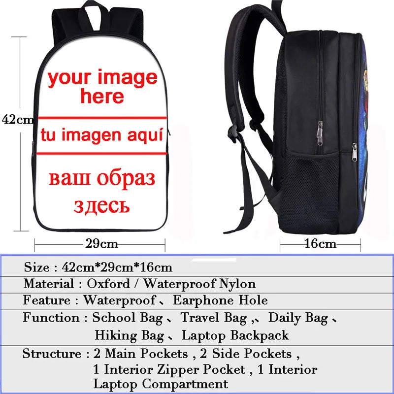 FANTASY VALLEY Women 3 PCS Softback Anime Inazuma Eleven Zippers Waterproof Multicolor Oxford Nylon School Backpacks Sets/ Colors-Black/Blue/Multicolor