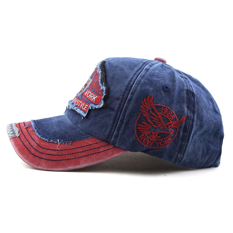 Adults Unisex Adjustable-Fit Washed Denim Breathable Sun UV Protection Polyester-Cotton Baseball Caps/Colors-Blue/Gray/Black/Striped/Multicolor