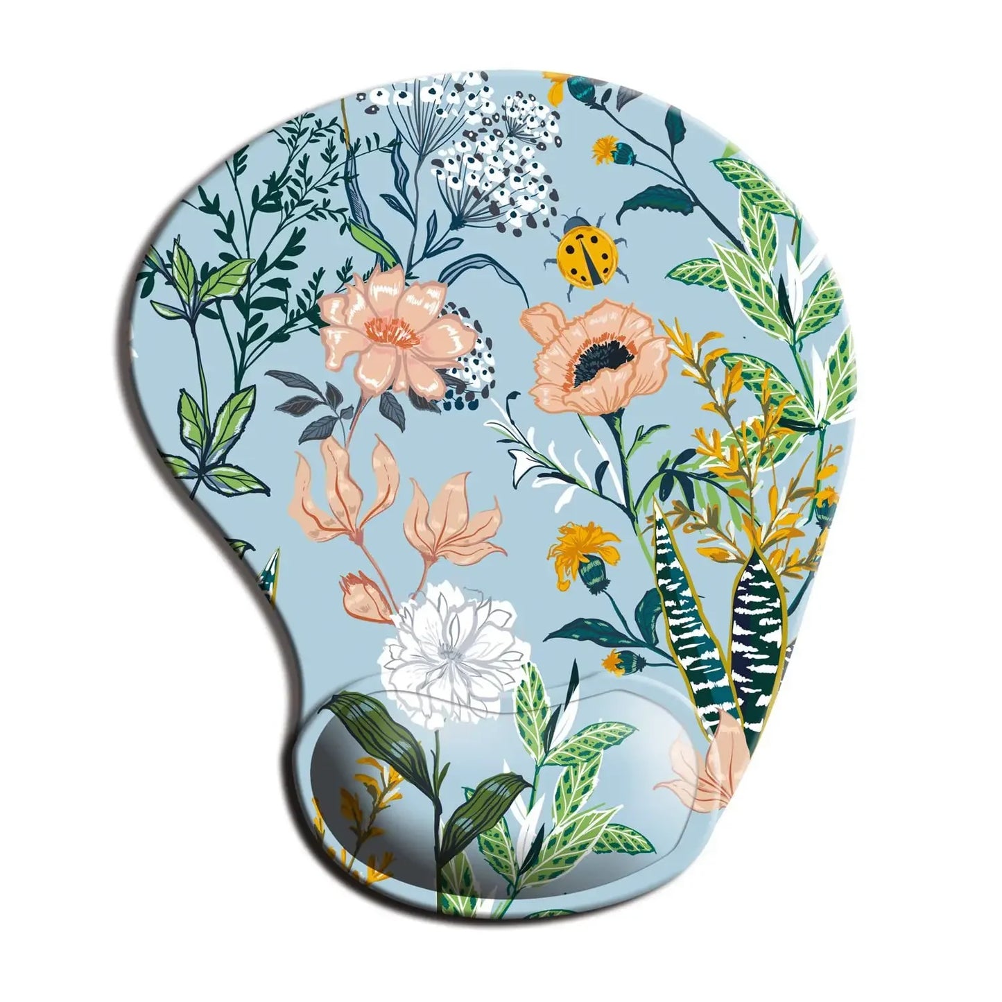 Custom Green Nature Floral Design Silica Gel Wrist Rest Support Non-Slip Rubber Base Computer Mouse Pads